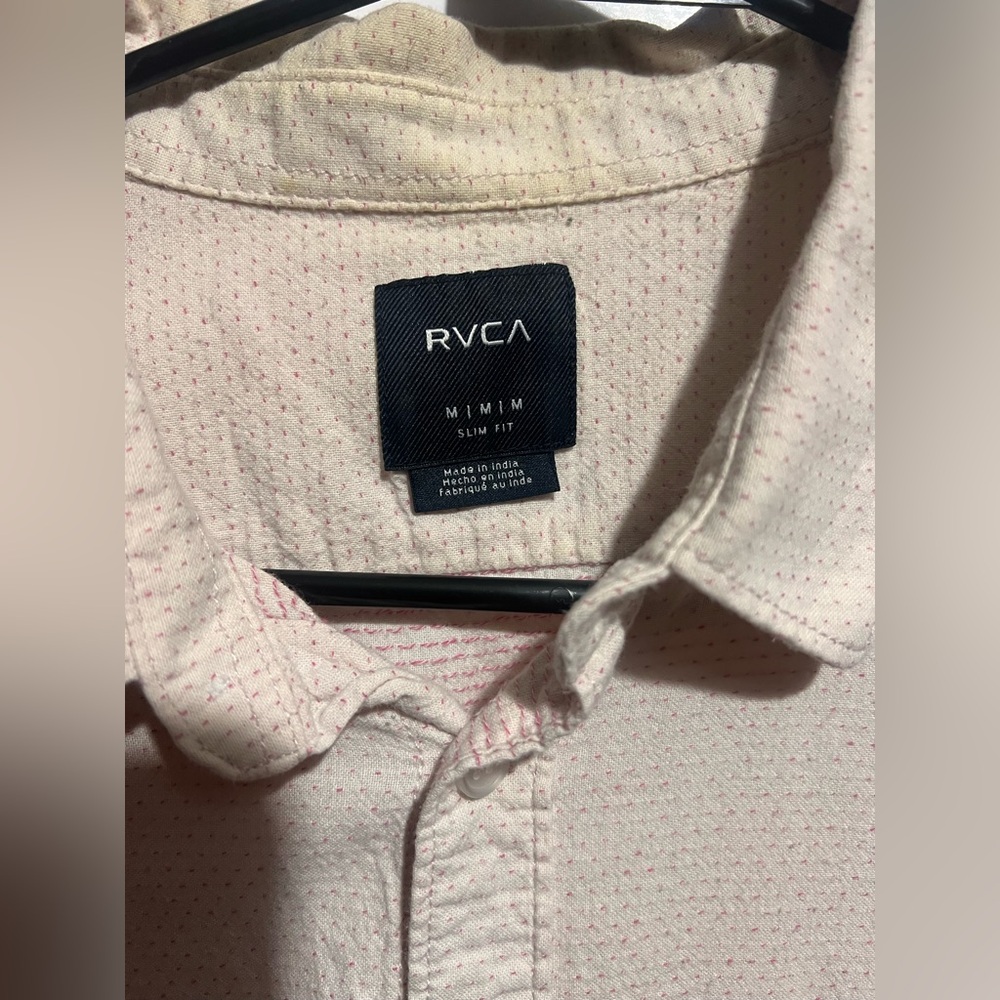 RVCA Men's Pink Short Sleeve Shirt slim fit - Picture 2 of 3